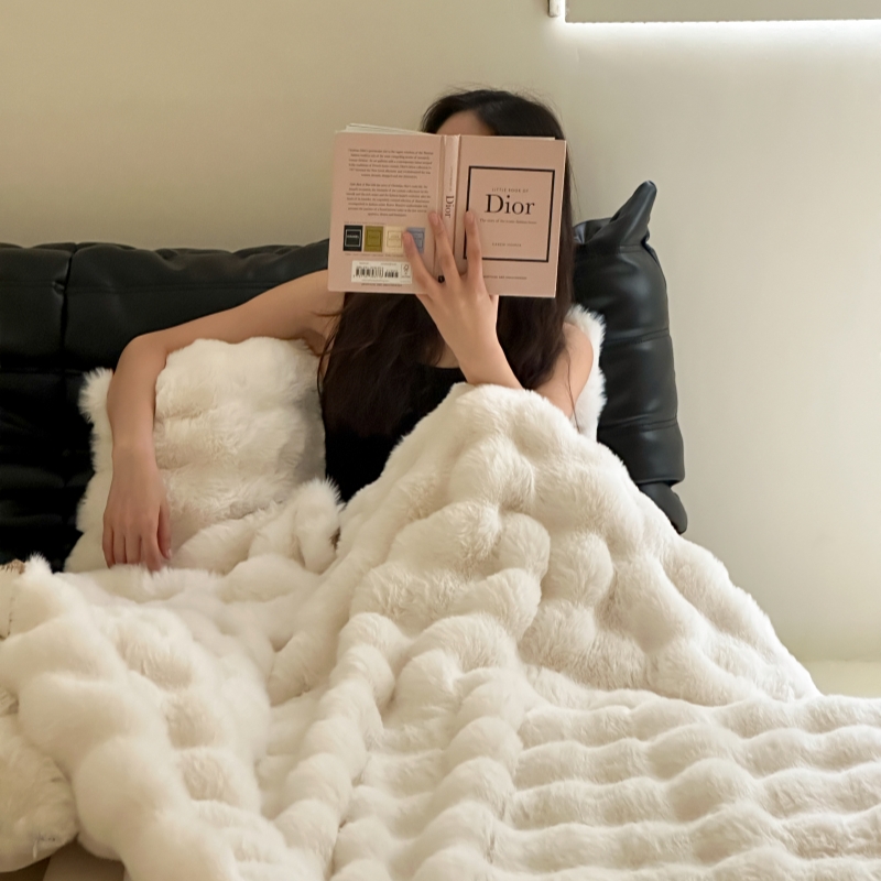 氛围感轻奢加厚托斯卡纳仿皮草绒毯子单人午睡毯S沙发盖毯学生毛 - 图0