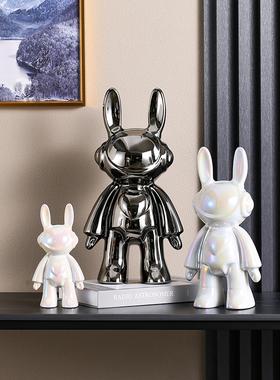 太空兔摆c件客厅轻奢电视柜酒柜卡通爱心兔儿童房装饰品网红小公