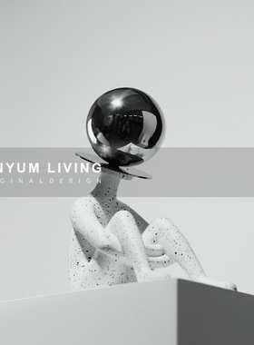 现代轻奢卧室桌面摆设客厅电视柜装饰F沉思者坐姿人物雕塑摆件饰