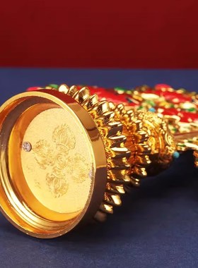 藏式合金摆件八瑞物家用供奉彩绘法器吉祥八瑞P树总集工艺品镶宝