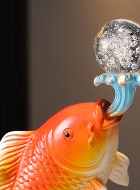 招财鸿运锦鲤年年j有余摆件电视柜酒柜如鱼得水家居装饰品乔迁开