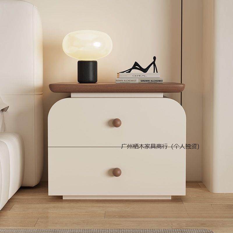 意实木床头柜极中古奶油风式简小户型简约现代卧收纳柜子VFK室免,淘宝优惠券,粉丝福利购,淘宝优惠卷
