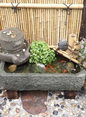 鱼Y老石日式造景石水磨鱼缸庭流水摆件循P6144251环花园装饰阳台