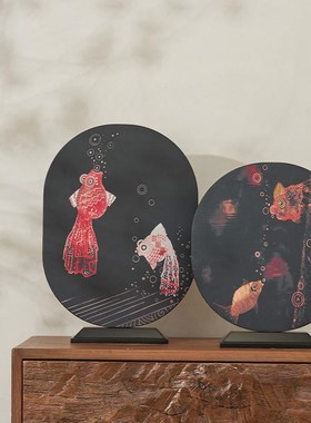 法式中古风壁炉边柜斗柜桌面小屏风装饰画高脚果盘V铜花瓶摆件搭