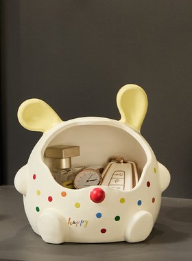 入户玄关摆件钥匙收纳置物架可爱兔子客厅桌N面轻奢高档装饰收纳