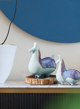 新中式摆件博古h架工艺品家居禅意酒柜小马陶瓷马饰品客厅玄关软