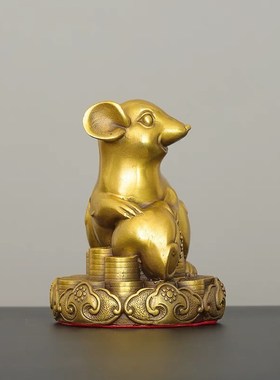 纯铜生肖摆件十二生n肖鼠牛虎全套黄铜龙蛇家居马羊猴鸡客厅工艺