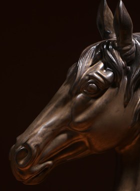 创意平步青云马头陶瓷摆件办公室装饰品书房摆设瓷器.动物工艺品