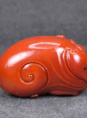 仿寿山石动物母子貔貅手把件玉y石招财玩件原石文玩把件雕件011