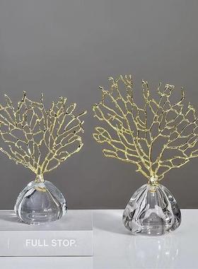 创意饰发财树摆件轻奢高档大理石简玄约关电视柜招财水ali-8994家