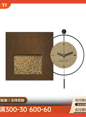 β中古风挂钟厅钟Fh($pb*h表墙时装饰画复挂餐古感餐桌边钟挂画客