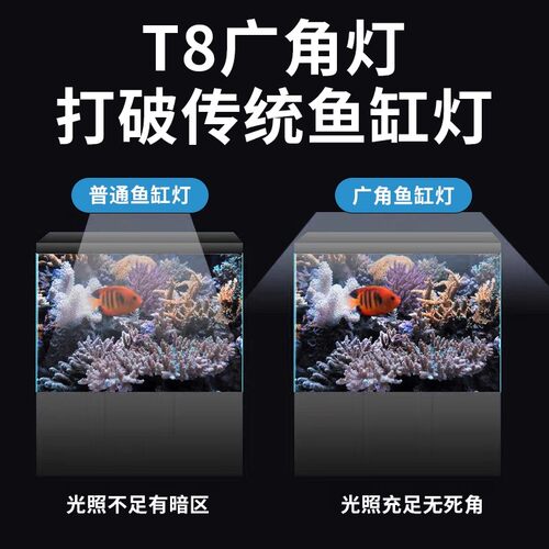 T8 双排 240° 广角LED鱼缸灯加密灯珠三色可调水陆两用增艳神器 - 图2