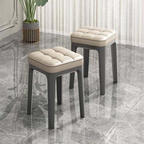 简约客厅凳子实木餐椅家用现代轻奢圆凳梳妆台椅子创意客厅小矮凳 - 图0