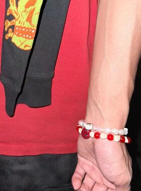 billy爱与f和平主题猫眼松石 珍珠彩色手链 INS复古CleanFit风格