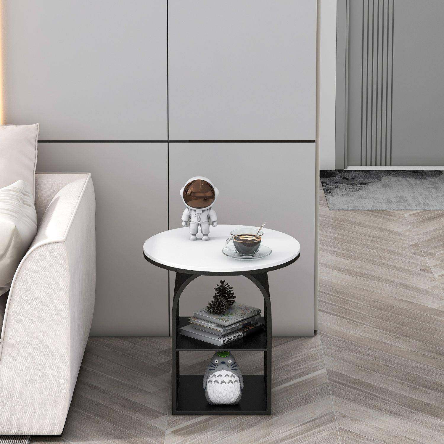 客厅家用玻璃小茶桌现代简约小户型边柜奶油风边几圆形双层小茶几,淘宝优惠券,粉丝福利购,淘宝优惠卷