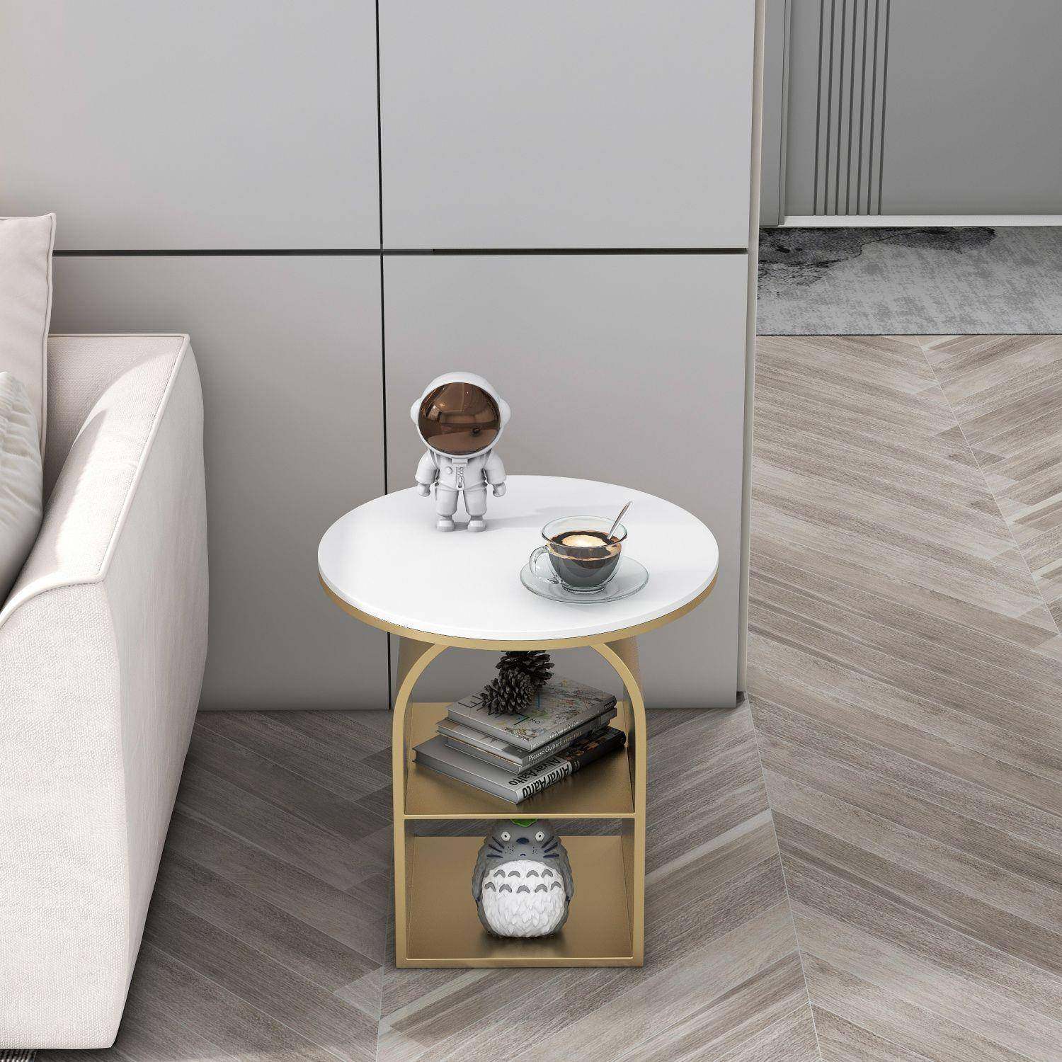 客厅家用玻璃小茶桌现代简约小户型边柜奶油风边几圆形双层小茶几,淘宝优惠券,粉丝福利购,淘宝优惠卷