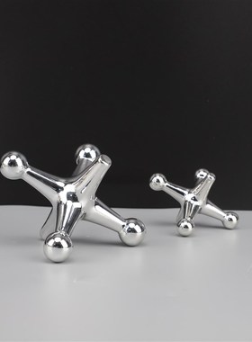 现代简约轻奢几何树脂水晶摆件办公室I样板房客厅书房工艺装饰品