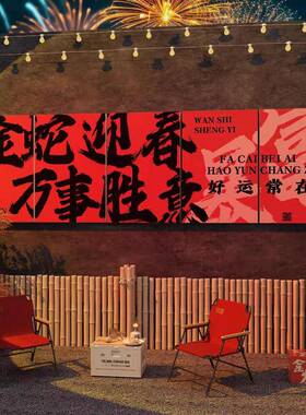 2025蛇年春节元旦新年快乐装饰品网红拍照区打卡墙面氛围场景布置