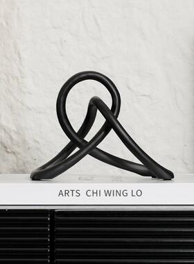 简约现代金色扭转绳结创意摆件样板房家居客厅酒柜装饰品摆件高级