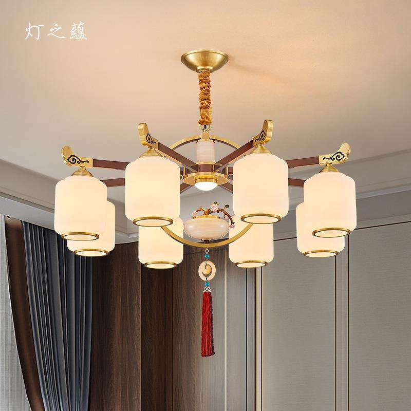 新中式全铜云石客厅大厅吊灯轻奢现代简约大气餐厅灯具2025年新款,淘宝优惠券,粉丝福利购,淘宝优惠卷
