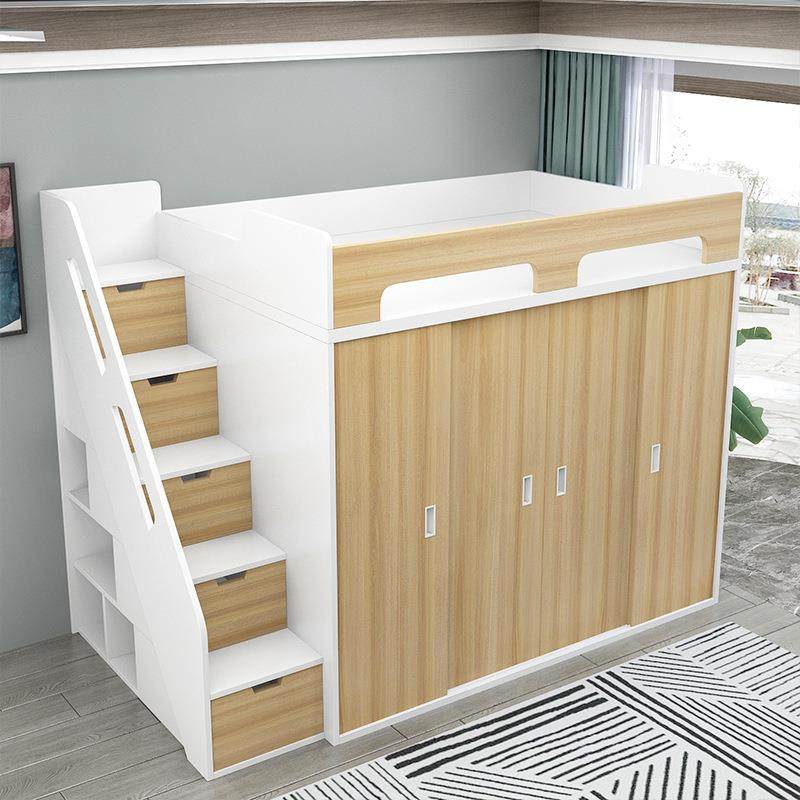 实木复式二层阁楼上下床带书桌衣柜组合衣帽间一体儿童半高床,淘宝优惠券,粉丝福利购,淘宝优惠卷