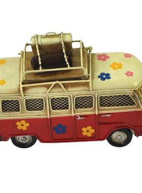 欧式乡村小巴士摆件家居装饰工艺品收藏创意手工铁艺复古摆设