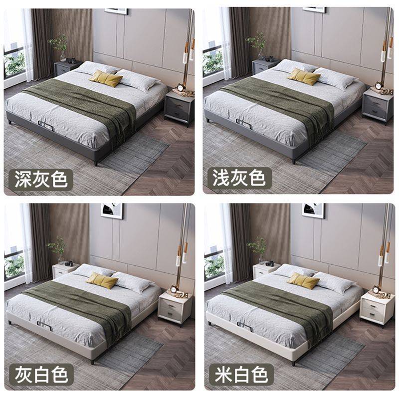 无靠背皮床实木榻榻米床箱体无床头矮床简约现代落地排骨床架 - 图3