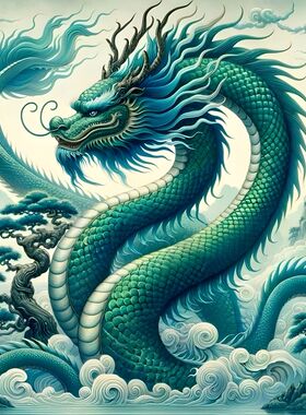 华夏龙图腾飞龙在天门贴画贴纸