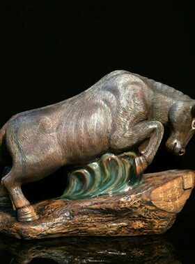 石湾公仔陶瓷牛生肖创意家居客厅博古架电视柜摆件开业手工艺礼品