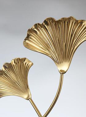 银杏叶金属摆件北欧现代ins电视柜书房柜家居饰品创意工业品摆设