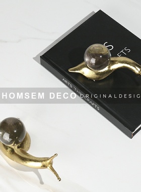 现代轻奢水晶蜗牛摆件售楼处样板间E家居客厅办公桌面软装饰品陈