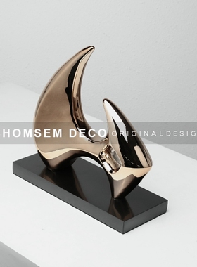 现代入门玄关艺术风轻奢r摆件大理石底座售楼处办公室寓意船锚摆