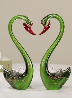 琉璃手天鹅c艺术摆件现代简约客厅玄关桌面样板间新婚装饰品结婚