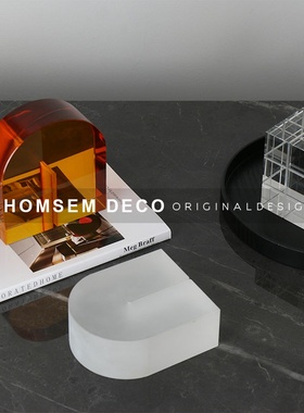 现代轻奢样板房间家居q客厅U形水晶创意艺术北欧软装饰品售楼摆件