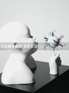 简约现代树脂宝宝人物雕r塑摆件软装饰品家居样板间客厅玄关柜摆