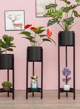 北欧花架子客厅沙发电视柜旁落地摆件阳台装饰绿萝简X约铁艺花盆