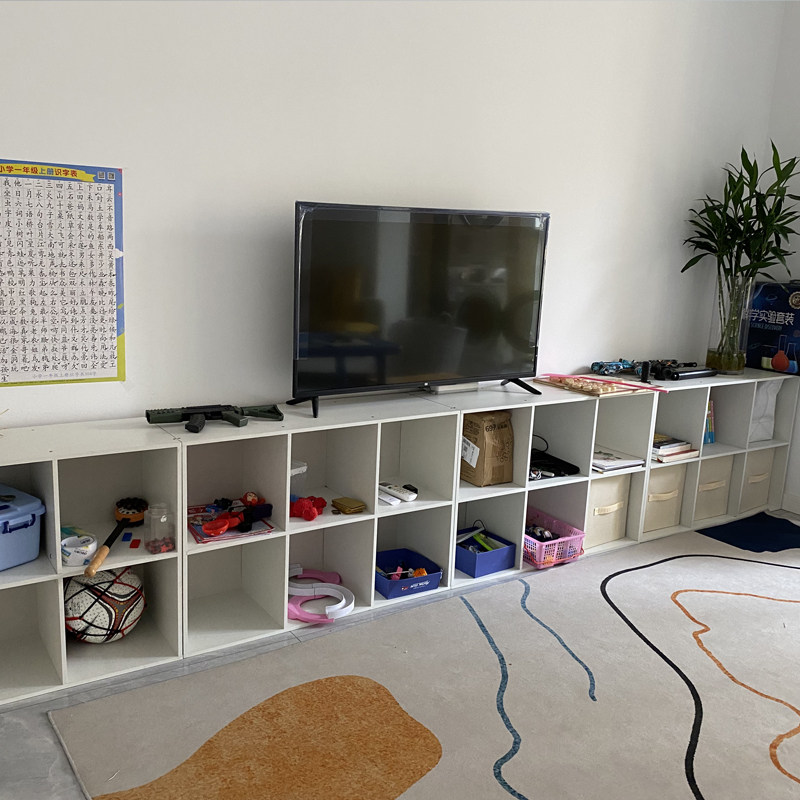 电视柜简约现代格子柜八格书架落地组合方格收纳柜子储物柜矮书柜,淘宝优惠券,粉丝福利购,淘宝优惠卷