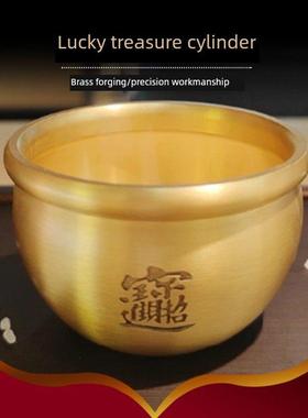 黄铜米缸招财进宝风水聚财金元宝聚宝盆香炉插客厅卧室办公室摆件