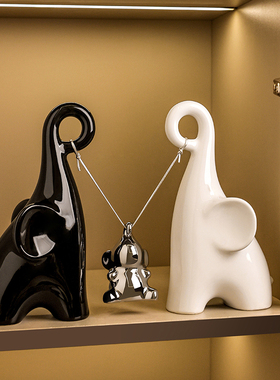 轻奢风创意秋千大象摆饰家居饰品客厅电视柜高P档酒柜装饰乔迁礼