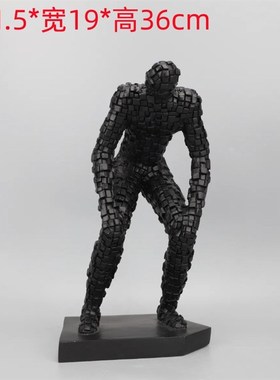 现代简约创意树脂马赛克人物摆A件售楼处样板间家居客厅桌面装饰