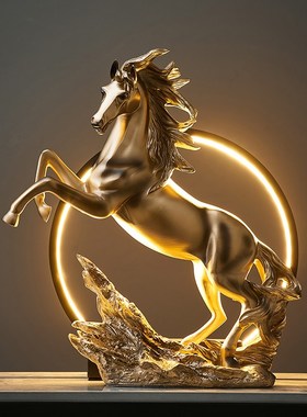 新中式创b意马到成功摆件轻奢高档酒柜电视柜玄关客厅乔迁新居礼