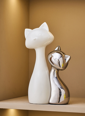 猫咪摆件客厅酒柜电视柜玄关x艺术轻奢高档家居装饰品小众高级感