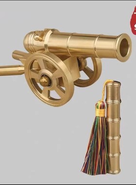 纯黄铜大炮摆件模l型意大利炮铜开业礼炮把件可放炮火炮金属车铜