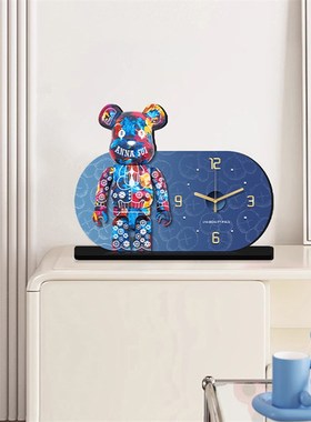 2025新款简约艺术桌面时钟装饰品客厅玄关N摆件高级感可爱静音座