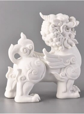 现代中式麒麟摆件别墅样版v房展厅书柜古典狮子办公室家居软装饰