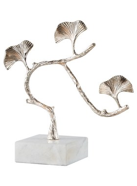 简约新中式轻奢大理石摆件品金属软装饰品K样板间书房桌Y面房间装