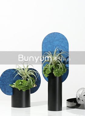 极简现代轻奢金属花瓶q家居软装饰品样板房间书房餐桌面插花器摆