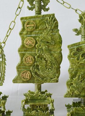 一米青玉精工双头玉雕龙船玉石摆件客厅酒店公司送礼玉器家居饰品