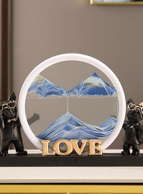 流沙画沙漏摆件家居饰品轻奢高档酒柜电H视柜客厅创意沙画生日礼
