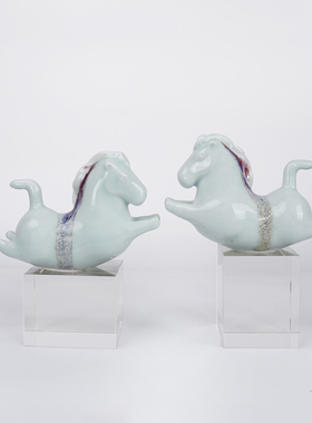 新中式陶瓷马摆件样板间r室内客厅茶几书房办公室书柜软装饰品摆